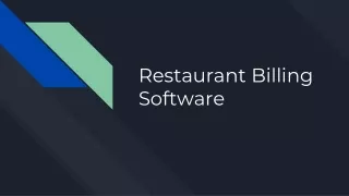 Restaurant Billing Software