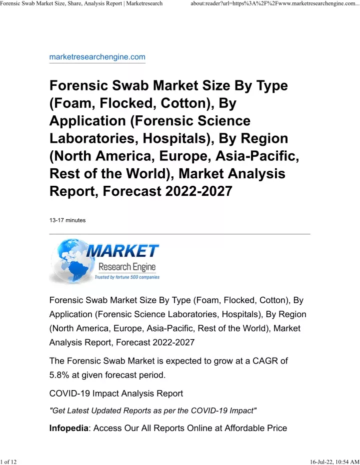 forensic swab market size share analysis report