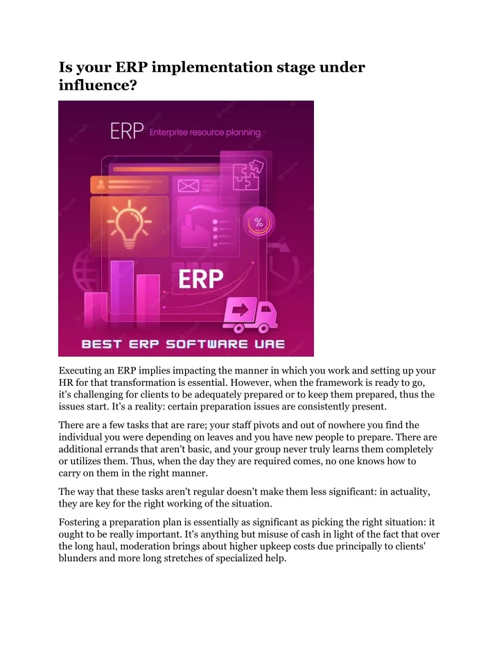 is your erp implementation stage under influence