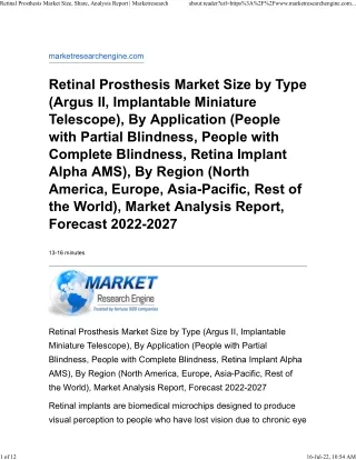 Retinal Prosthesis Market