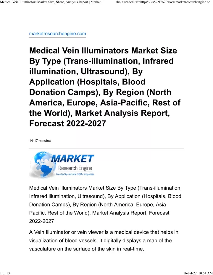 medical vein illuminators market size share