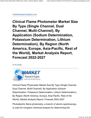 Clinical Flame Photometer Market