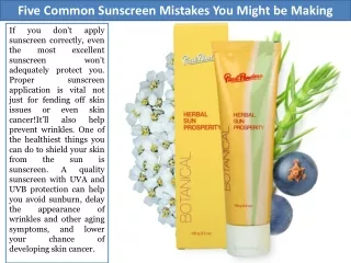 Five Common Sunscreen Mistakes You Might be Making