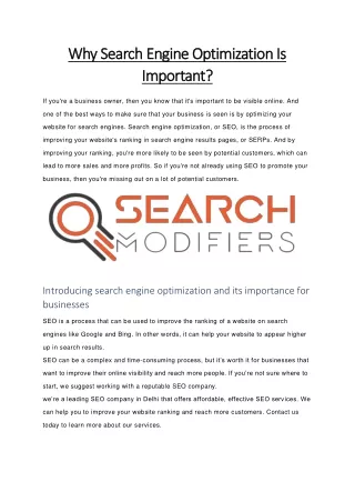 why search engine optimization is why search
