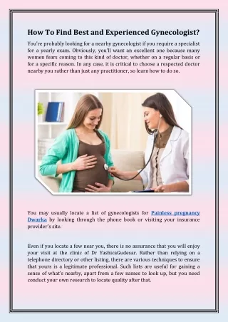 How To Find Best and Experienced Gynecologist
