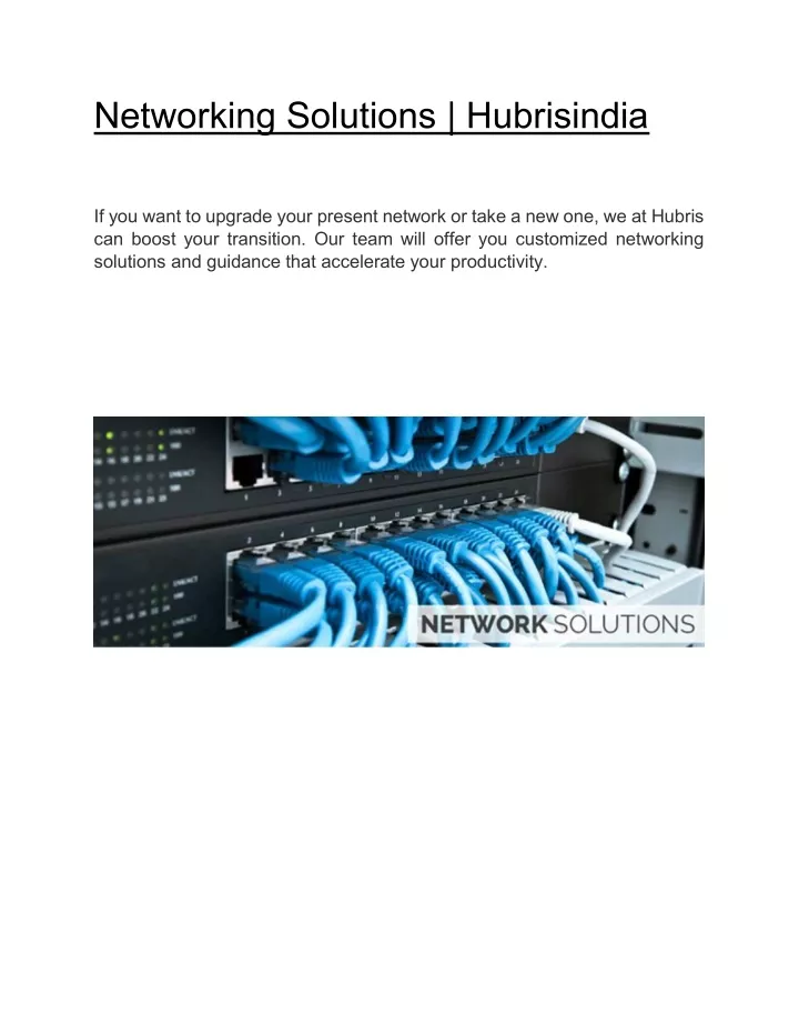 networking solutions hubrisindia