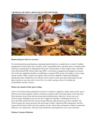7 benefits of using a restaurant pos software