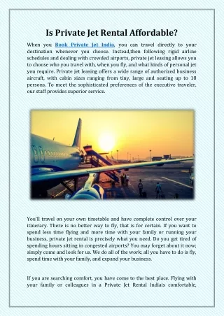 is private jet rental affordable