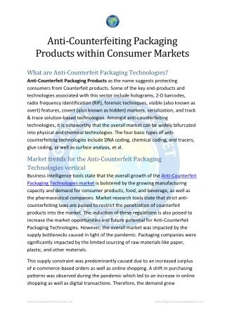 Anti-Counterfeiting Packaging Products within Consumer Markets