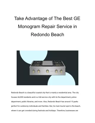 GE Monogram Appliance Repair Redondo Beach | GE Monogram Repair