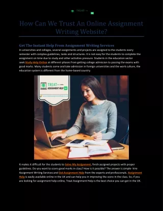 How Can We Trust An Online Assignment Writing Website
