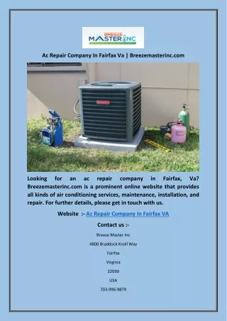 Ac Repair Company In Fairfax Va | Breezemasterinc.com