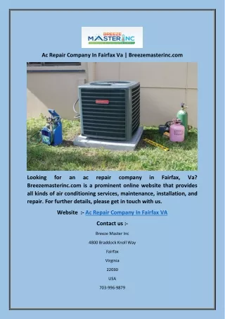 ac repair company in fairfax va breezemasterinc