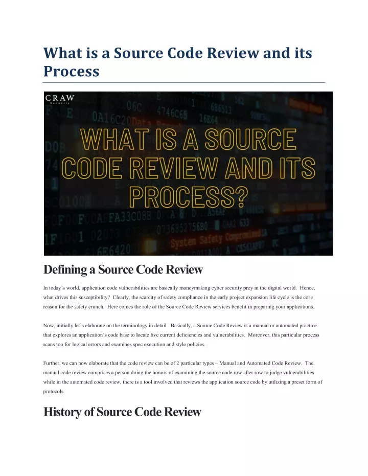 what is a source code review and its process