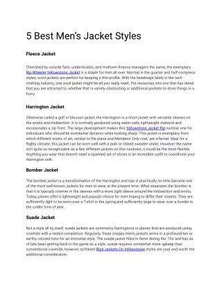5 Best Men’s Jacket Styles