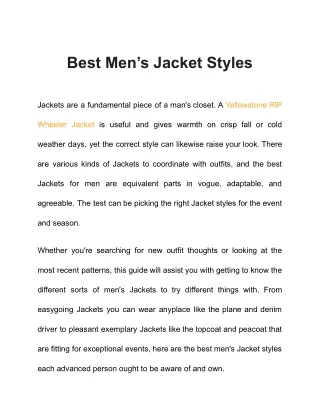 Best Men’s Jacket Styles