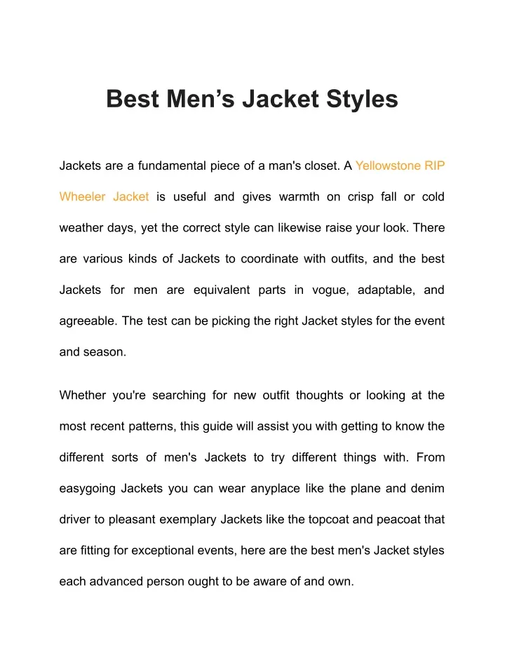 best men s jacket styles