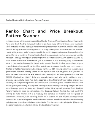 Renko Chart and Price Breakout Pattern Scanner