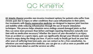 qc kinetix peoria provides non invasive treatment