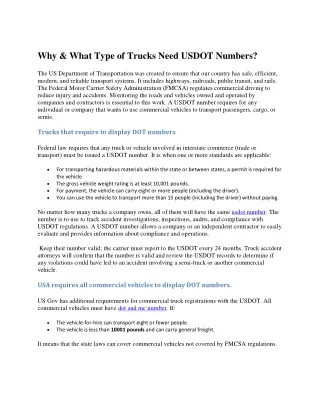 why what type of trucks need usdot numbers
