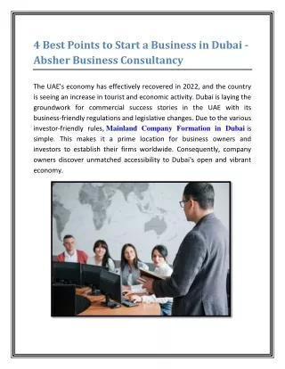 4 Best Points to Start a Business in Dubai
