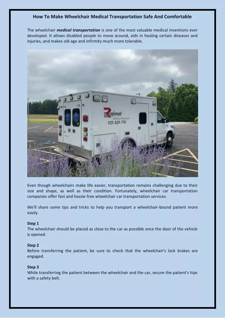 how to make wheelchair medical transportation