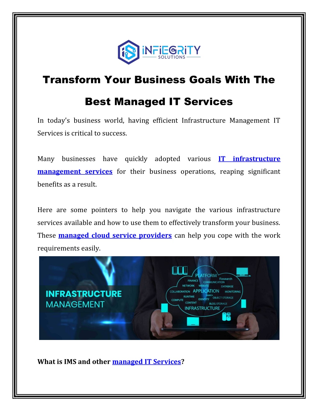 PPT - Transform Your Business Goals With The Best Managed IT Services ...