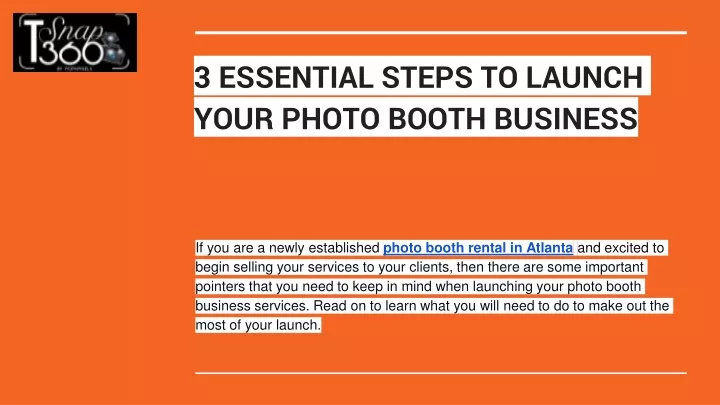 3 essential steps to launch your photo booth business