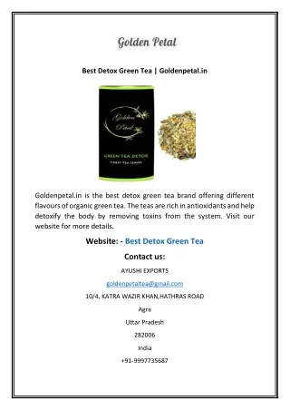 Best Detox Green Tea Goldenpetalin
