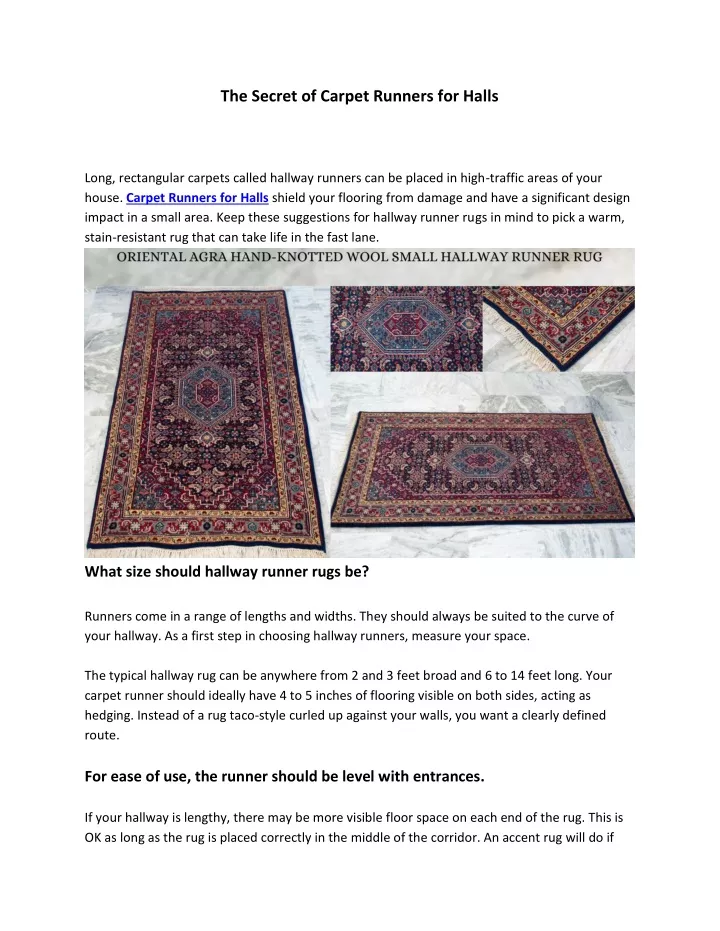 the secret of carpet runners for halls