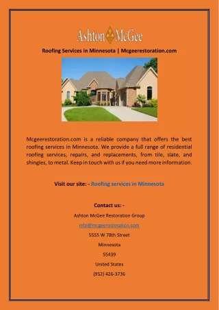 roofing services in minnesota mcgeerestoration com