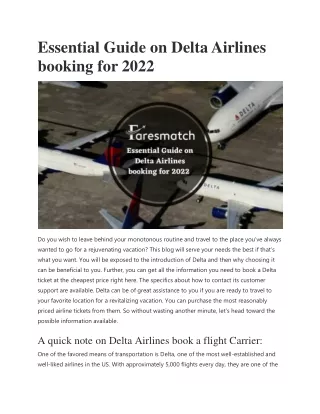 Essential Guide on Delta Airlines booking