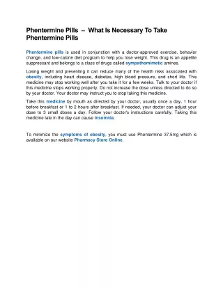 Phentermine Pills  –  What Is Necessary To Take Phentermine Pills