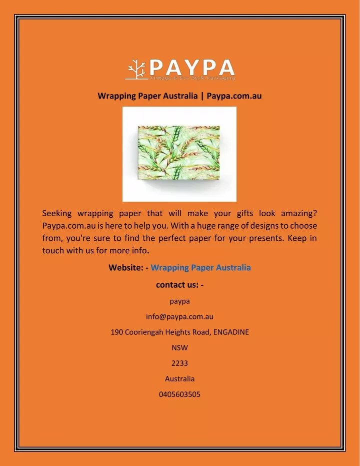 wrapping paper australia paypa com au