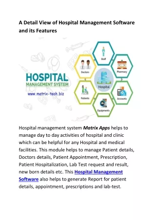 A Detail View of Hospital Management Software and its Features