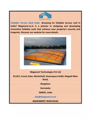 Foldable Terrace Roof India Megavent.co.in