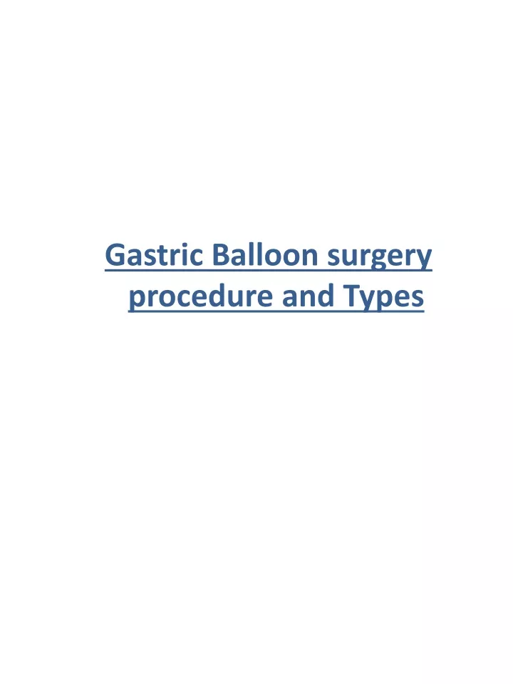 gastric balloon surgery procedure and types