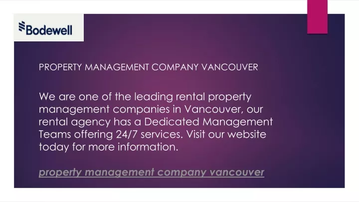 property management company vancouver