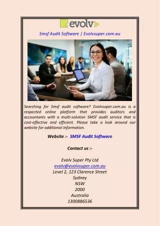 Smsf Audit Software Evolvsuper.com.au