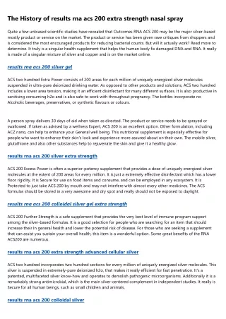 How to Sell results rna acs 200 colloidal silver to a Skeptic