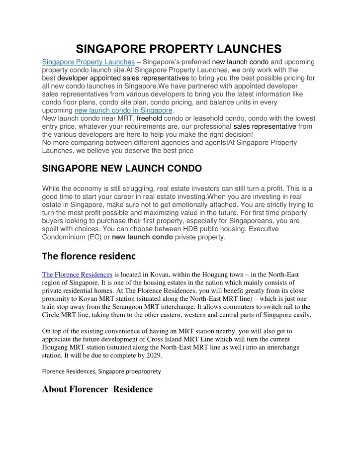 singapore property launches singapore property