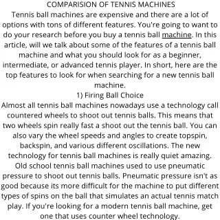 comparision of tennis machines tennis ball
