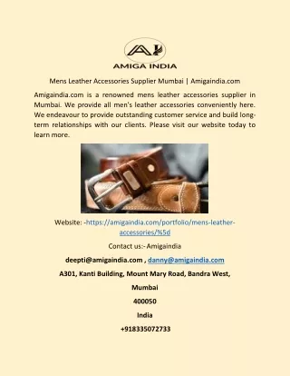 Mens Leather Accessories Supplier Mumbai  Amigaindia