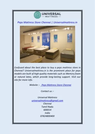 Peps Mattress Store Chennai  Universalmattress.in