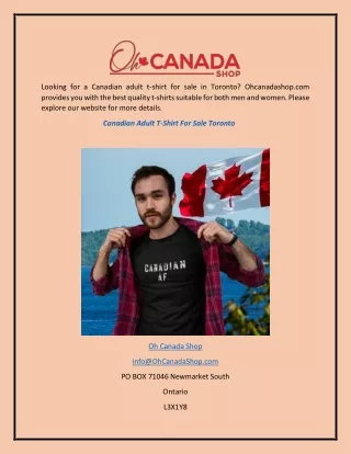 Canadian Adult T-shirt for Sale Toronto  Ohcanadashop.com