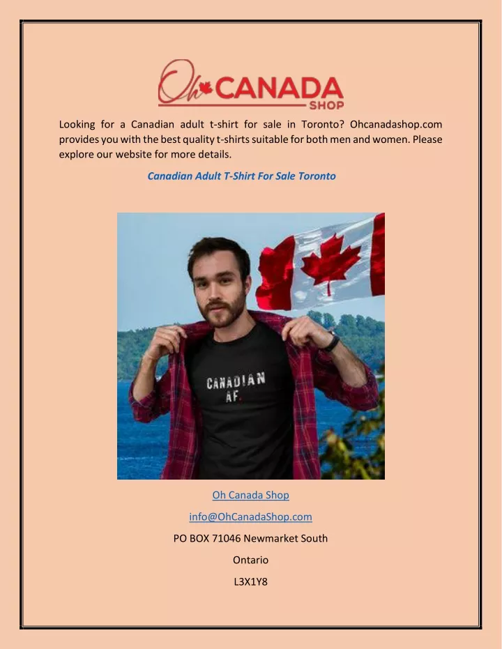 looking for a canadian adult t shirt for sale
