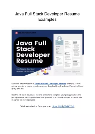Java Full Stack Developer Resume Examples