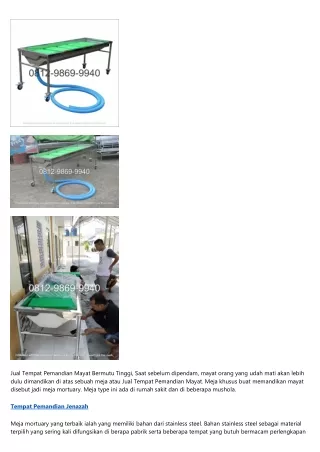 jual tempat pemandian mayat bermutu tinggi saat