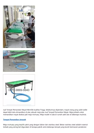 jual tempat pemandian mayat memiliki kualitas