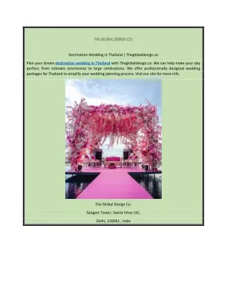 Destination Wedding in Thailand | Theglobaldesign.co